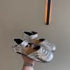 Versión de Cuero Suave ~ Sandalias Redondas Estilo Hada Francesa para Mujer Retro de Cuero Suave Suela Suave con Hebilla Zapatos de Tacón Bajo