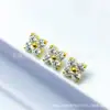 Pendientes de Trébol de Cuatro Hojas Dorados de Aleación de Titanio Astmf-13 Titanio G23 Rosca Interna Labret de Zirconia Joyería para Piercings