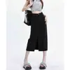 Saia Midi Jeans Rasgada Feminina 2025 Nova Retro Verão Linha A Comprimento Médio plus size Cobrindo o Quadril