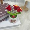 Flores de Hilo Tejidas Girasol Lirio del Valle Tulipán Decoración de Escritorio Coche Oficina Regalo Planta en Maceta Flor Artificial