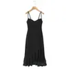 Falda Irregular de Tirantes con Empalme Elegante Retro Francés Falda de Cola de Pez Vestido de Tubo de Verano Nuevo para Mujer con Temperamento