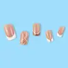 Uña postiza con línea francesa Pegamento de gelatina pieza de esmalte de uñas Parche de uña postiza removible Golden Flash producto terminado