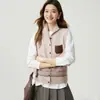 Chaleco de punto jacquard 100% cachemira, patrón Fair Isle de otoño/invierno para mujer, sin mangas, cárdigan de frente abierto, chaleco cálido