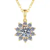 Collar de plata de ley S925 con gema de copo de nieve, colgante de diamante color girasol, cadena de clavícula de moissanita colorida, en stock transfronterizo