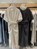 Minsen vestido corto de algodón y lino Tencel coreano en línea para mujer con diseño de tiras cruzadas en la cintura, vestido largo 69398