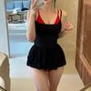 Traje de Baño para Fuente Termal para Mujer 2026 Verano Nuevo Estilo Bikini Conjunto de Tres Piezas con Vestido de Tirante Hueco Espalda Descubierta Sexy Traje de Baño para Mujer