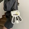 Mochila Infantil Inverno Nova Coelho Fofo Casual Pequena Mochila Família Tendência Xadrez Multiuso Bolsa Transversal
