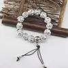 Pulsera de cuentas redondas con mantra de seis sílabas de plata tibetana Pulsera de anillo único de 8 mm de plata brillante Joyería de seis sílabas Venta al por mayor Pulsera aleación