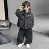 Conjunto de Tres Piezas de Camisa Chaleco de Algodón y Seda de Invierno para Niños 2026 Nuevo Estilo Niños Pequeños y Medianos Estilo Coreano Conjunto Grueso Cálido