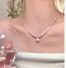 Colar de Pérola Amor Pequeno Design Alto Padrão Simples Elegante Corrente para Clavícula Laço Feminino Luxo Leve Exquisito Corrente de Pescoço Tendência