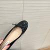 Zapatos para Mujer que Aumentan la Altura Interior, Zapatos Planos Retro con Lazo y Punta Redonda de Boca Baja, Zapatos Elegantes para Mujer Suaves de Laca Sexy para el Trabajo
