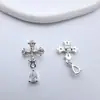 Cuentas Espaciadoras Perforadas de Múltiples Pasadas y Espaciadores de Zirconia Chapados en Oro que Conservan el Color en Forma de Cruz y Gota de Agua Accesorios para Manualidades DIY con Cuentas de Cristal
