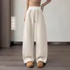 Pantalones anchos de invierno nuevos hechos a medida de Tencel y lana, forrados de felpa, engrosados, cálidos, de pierna recta, casuales para mujer