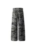 Design Retro Americano Faca Curva Jeans Camuflado para Mulheres Verão 2025 Solto Casual Roupa de Trabalho Calças de Pernas Largas Tendência
