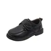 Zapatos Nuevos de Primavera y Otoño para Niños Pequeños y Medianos, Color Negro Británico, Mate, con Velcro, Antideslizantes, Casuales, con Cordones, Transpirables, de Piel de Alto Rendimiento