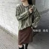 Ropa Especial Zhengqi / Nuevo Suéter Cardigan de Punto Grueso de Lana Polar con Cuello Redondo de Manga Larga Otoño-Invierno Talla Grande