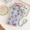Bolso para teléfono móvil de punto con dibujos animados de amor para mujer, estilo coreano, bandolera de un solo hombro, monedero de viaje, bolso pequeño