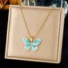 Acessórios de Moda Transfronteiriços Série Oceano Pingente Aço Inoxidável Banhado a Ouro Estrela do Mar Concha Borboleta Multi-Elemento Gotejamento de Óleo Colar