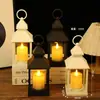Lanterna Estilo Retrô Transfronteiriça Lâmpada Eletrônica LED Vela Candelabro Lanterna Vento Grande Lanterna Pequena Decoração de Natal Halloween Feriado
