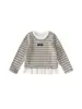 Top de Otoño para Niñas Bangxuan Camiseta de Manga Larga Rayada para Niños Ropa Falsa de Dos Piezas Cuello Redondo Volantes Top para Bebé