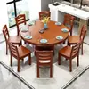 Nuevo Juego de Mesa Redonda de Madera Maciza Estilo Chino con Sillas Mesa de Comedor para el Hogar Mesa Redonda para Comer con Plato Giratorio Mesa Redonda de Restaurante Uso Comercial