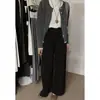 Calça Casual de Tricô Confortável Versátil com Cordão Cintura Alta 2026 Outono/Inverno Nova Solta de Perna Larga Longa Feminina