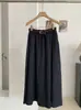 Saia casual midi solta versátil emagrecedora de cintura alta estilo coreano com cinto para mulheres 8637