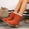 2024 Nuevas Botas de Nieve Europeas y Americanas Transfronterizas para Mujer Botas Cálidas Engrosadas Talla Grande Tacón Medio Aumentado Botas de Nieve para Mujer
