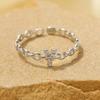 Anel de Prata de Lei S925 Simples Vazado com Letra e Diamante Sob a Árvore Banyan Feminino Popular na Internet Moderno Design de Nicho Aberto Anel de Dedo