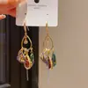 Pendientes de Gancho Geométricos con Borla en Forma de Lágrima de Cristal de Zirconia de Lujo Ligero, Pendientes Elegantes de Nicho Retro Estilo Palacio para Mujer