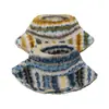 Sombrero de Pescador de Exportación Europea y Americana Transfronteriza Otoño e Invierno Nuevo Sombrero de Pescador de Felpa Rayado Degradado de Lana de Cordero Sombrero de Invierno para Mujer