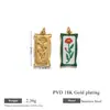 Moldura para Pintura a Óleo com Gotejamento Estilo Europeu Retrô Ornamento Pingente de Flor Aço Titânio Europeu e Americano Pingente Floral Acessórios para Colar DIY Atacado