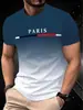 Camiseta Casual de Manga Corta para Hombre, Colorida a Rayas, Impresión Digital 3D, Europea y Americana, de Comercio Exterior Transfronterizo, Talla Grande, Cómoda, Holgada