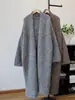 Cárdigan Largo de Punto Hasta la Rodilla 2025 Otoño e Invierno Nuevo Estilo Coreano Holgado Estilo Perezoso Suave Sedoso Suave Chaqueta Jersey para Mujer
