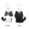 Portatarjeta de Acceso Temático de Gato, Alto Valor Estético, Lindo Diseño de Gato Calico Naranja, Llavero de Cuero, Compatible con Rastreador, Regalo Creativo