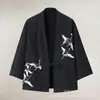 Novo kimono cape de algodão puro transfronteiriço com fivela, estampa digital 3D, camisa de manga três quartos, cardigã folgado