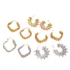 Pendientes Trenzados Irregulares de Diente de Sierra Retro de Nueva Moda Europea y Americana Chapados en Cobre con Oro Real Pendientes de Personalidad y Temperamento para Mujer Venta al por Mayor