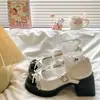Zapatos Mary Jane con Tacón Grueso y Lazo de Perlas Francesas para Mujer 2026 Nuevo Estilo de Verano Zapatos de Tacón Alto Cómodos Zapatos Pequeños de Cuero