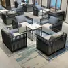 Nuevo Sofá con Asientos de Cabina Estilo Chino, Mesas y Sillas para Casa de Té, Sofá para Habitación Privada de Hotel/Casa de Huéspedes, Juego de Sofá de Hierro Forjado para Restaurante de Té, Asiento Doble
