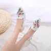 [Zixuan] Nuevo Estilo Primavera y Verano 2024 Estilo Tang y Han Chino Retro Punta Fina Tacón Bajo Zapatos de Tela Bordados para Mujer