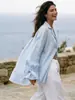 Camisa de Algodão Puro com Cadarço Transfronteiriça para Mulheres Primavera e Outono 2026 Estilo Commuter Europeu e Americano Leve Solta Casual Camisa Feminina