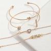 Pulseira simples de nó europeia e americana, moderna, combina com tudo, pulseira aberta de amor com diamantes, conjunto de 4 peças