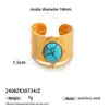 Anillo de Acero Inoxidable Taina Europeo y Americano Acero de Titanio No se Desvanece Turquesa Azul Incrustado Anillo Nicho Gama Alta Venta Caliente Transfronteriza