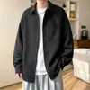 Camisa com Gola Xadrez para Homens, Jaqueta Texturizada de Outono com Caimento Solto, Camisa de Manga Longa Listrada Plus Size para Homens Grandes e Altos