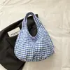 Bolso de hombro retro a cuadros estilo coreano, bolso de hombro de gran capacidad, bolsa de compras ligera, bolsa de compras versátil, bolso de mano para debajo del brazo