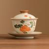 Tazón exquisito de caqui y caqui Ruyi pintado a mano en fábrica, juego de té individual, tazón de té de cerámica Sicai, no caliente, tazón de té kung fu