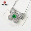 Pingente de Calcedônia Natural com Figura de Buda Banhada a Prata e Incrustação de Diamante de Alto Carbono, Novo Colar de Jade Verde Gelo Estilo Chinês de Alta Qualidade