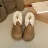 Botas de Nieve Gruesas de Piel Estilo Retro Más Vendidas para Mujer 2026 Nuevos Zapatos de Algodón Cálidos Versátiles de Invierno