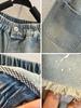 8226 Pantalones Cortos de Mezclilla para Niños y Niñas 2026 Nuevo Estilo Moda Coreana Infantil Pantalones Cortos de Longitud a la Rodilla Rotos Estilo Coreano para Niños Pantalones de Longitud Media