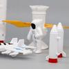 Trompeta de plástico para astronauta espacial, 7 piezas, modelo de avión, cohete, planeta de aventura espacial, decoración para hornear pasteles